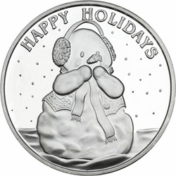 2024 Happy Holidays Snowman Silver 1 oz Round silver rounds, silver coins, 1 oz silver, 999 silver, christmas silver, fine silver coins